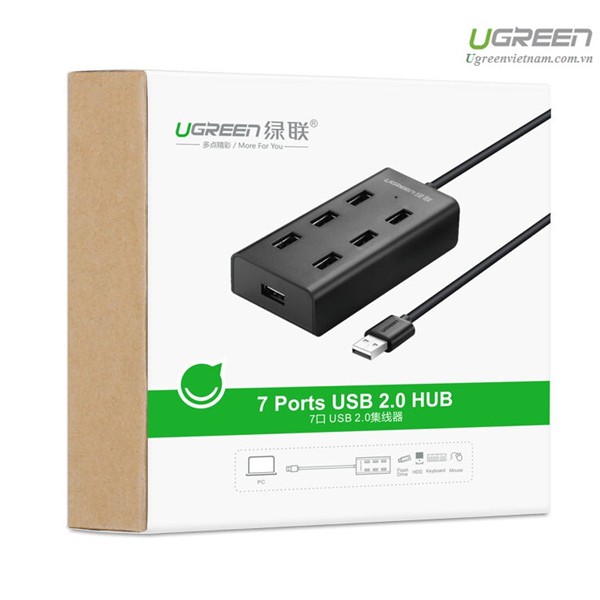 Hub USB 2.0 7 Cổng Ugreen 30374 - Hàng Chính Hãng