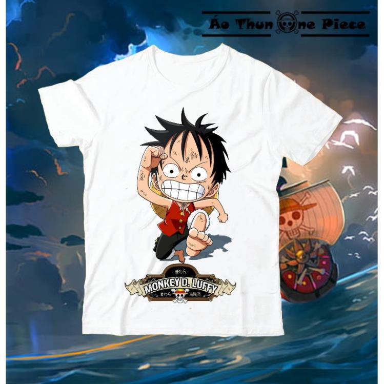 XẢ KHO - ⚡️FREESHIP⚡️Áo Thun In Hình Monkey D. Luffy Chibi Kèm Logo One Piece Cực Đẹp / co size trẻ em
