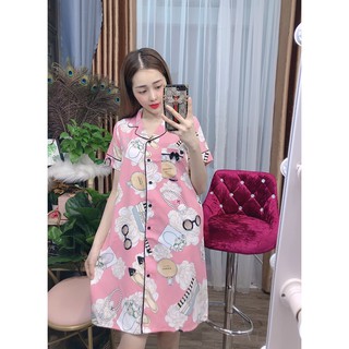 Bộ Đồ Ngủ Đồ Bộ Pijama Lụa Nữ Mặc Nhà Đầm Nơ Lụa Thái