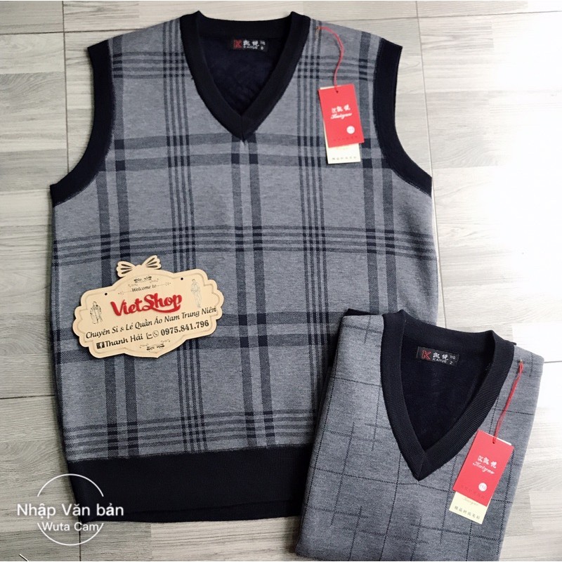 Áo gile len nam trung niên lót lông hàng quảng châu chất đẹp | BigBuy360 - bigbuy360.vn