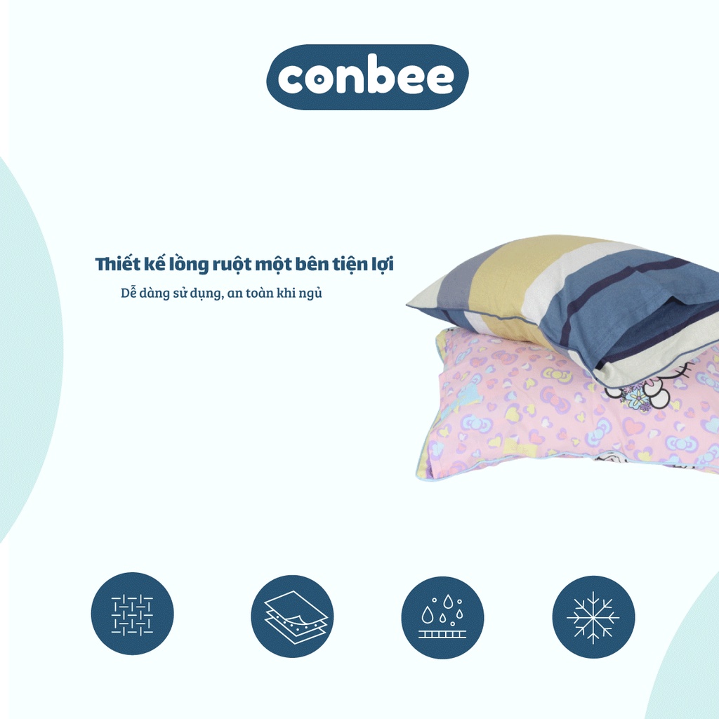 Vỏ gối nằm 50x70cm 45x65cm Cotton 100% Conbee, áo gối bao gối nằm thoáng mát không xù lông
