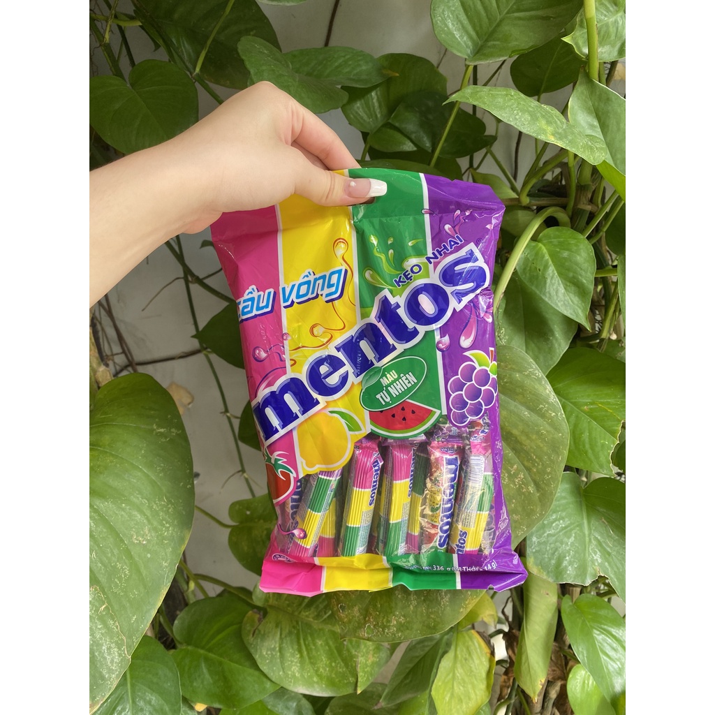 Kẹo Nhai Mentos Mini Cầu Vồng Hương Trái Cây (Gói 24 thỏi)