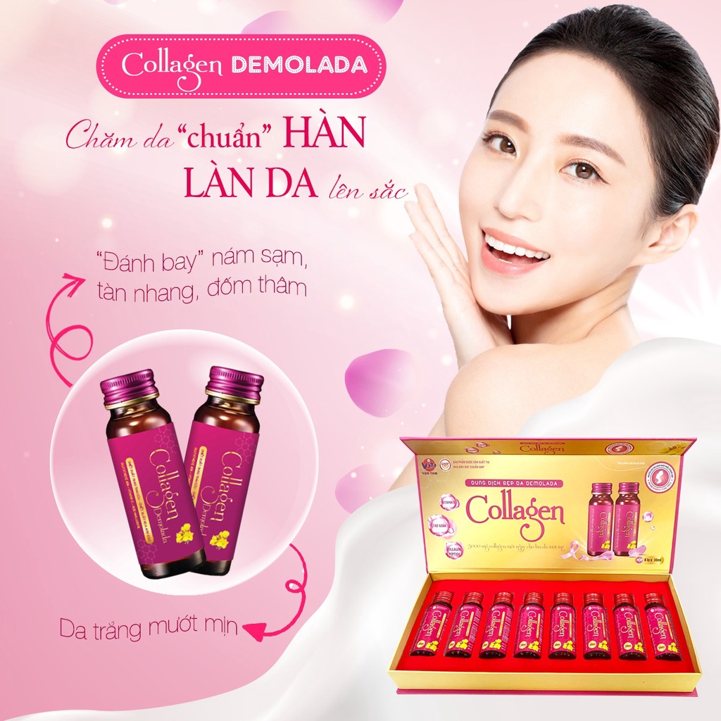 Collagen nước sáng đẹp da,dung dịch đẹp da DEMOLADA VẠN TAM hộp 8 chai 30ml