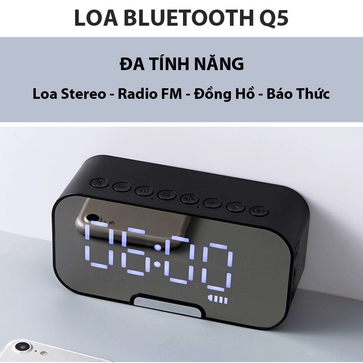 Loa Bluetooth kiêm đồng hồ báo thức mặt gương đa chức năng - Nhà Mỵ Shop