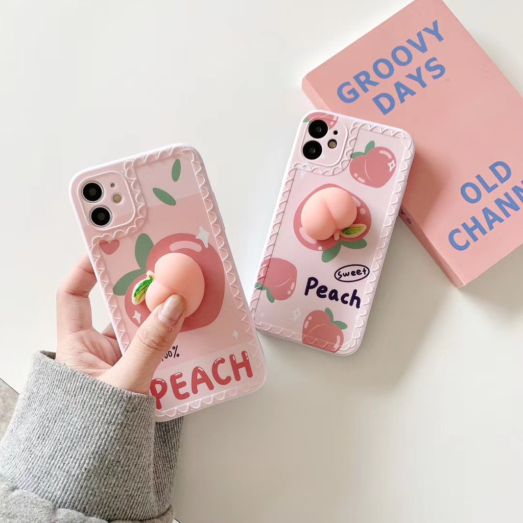 Ốp điện thoại mềm hình quả đào cho Iphone 7 8 Se2020 7plus 8plus Ix Xr Xsmax 11 Pro Promax 12 12mini Pro Promax | BigBuy360 - bigbuy360.vn