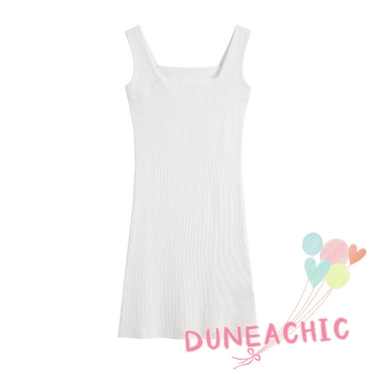 DUNEA Đầm Cổ Vuông Trễ Vai Ôm Dáng Thiết Kế Quyến Rũ Cho Nữ