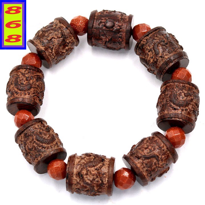Chuỗi Tay Trụ Rồng Gỗ-Đàn-Hương 14mm x 16mm TRNT23 - Chuỗi size lớn - Phong thủy 868