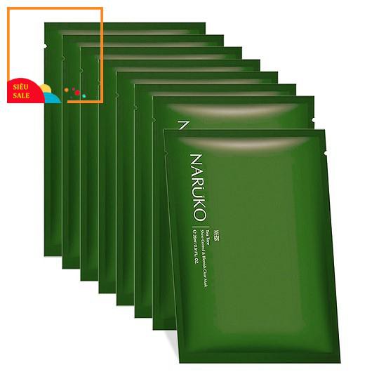 Hộp 8 miếng mặt nạ kiểm soát dầu và mụn tràm trà Naruko Tea Tree 26ml/m (Bản Đài)