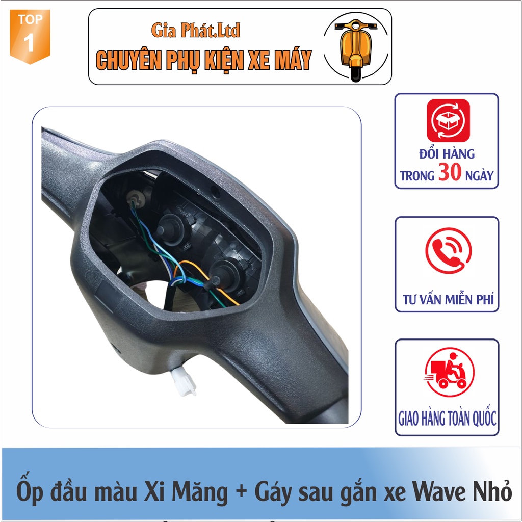 Combo ốp đầu trước XI MĂNG gắn xe Wave Thái, ZX, Wave 110 đời 1997-2006 đủ ốp đầu, gáy, pha đèn, xi nhan