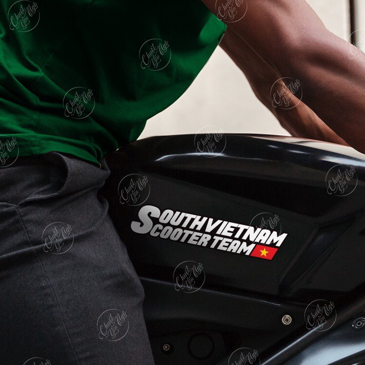 Tem logo decal tem sticker SOUTH/VIETNAM/SCOOTER/TEAM hội nhóm xe tay gas dán trang trí xe máy NT 62
