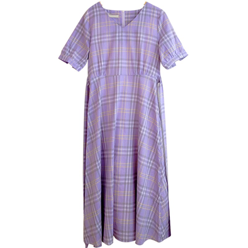 Váy MORAN dáng dài kẻ sọc thắt eo Vintage Hàn Quốc (Order) SẴN BE L XL