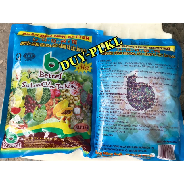 PHÂN BÓN NPK BETTER 14-13-13+6S+ TE TÚI 1KG CHUYÊN CHO HOA, CÂY CẢNH VÀ CÂY ĂN TRÁI