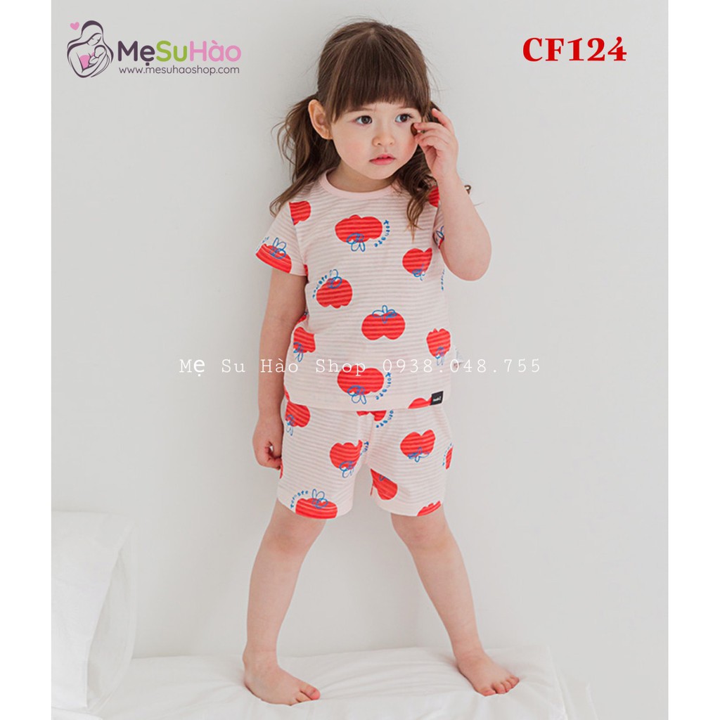 Bộ ngắn tay bé gái mẫu Táo Đỏ xinh hãng Cordi_i , cotton 100%, mã CF124