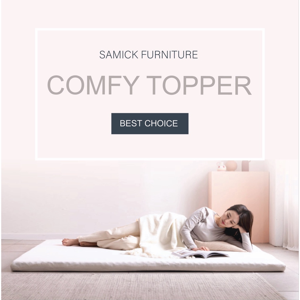 Nệm Topper Tấm Tăng Tiện Nghi Thoáng Mát 160x200x8cm SAMICK COMFY TOPPER nhập khẩu Hàn Quốc