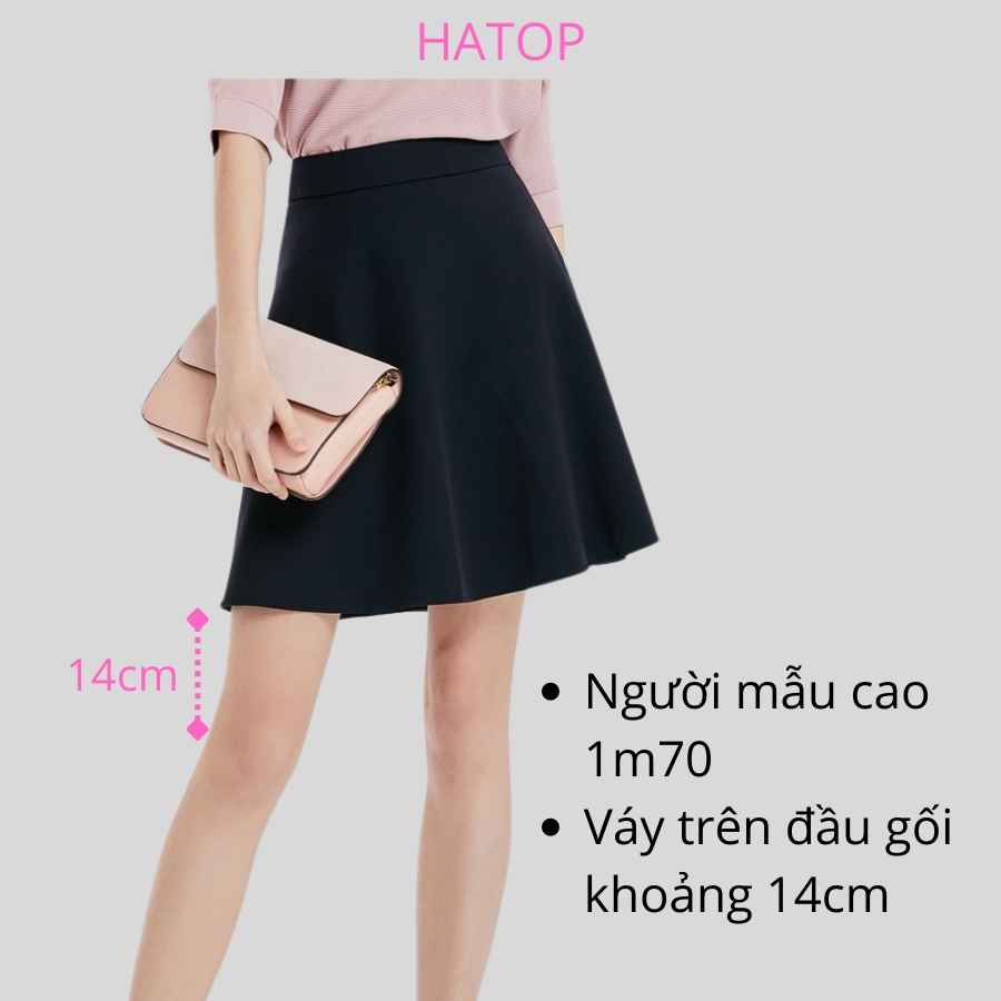 Chân váy xòe công sở HATOP vải tuyết mưa loại 1 màu đen CVXD007