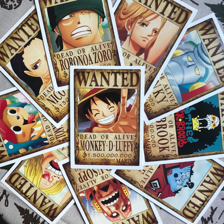 100 Poster truy nã size A6 nhân vật One Piece