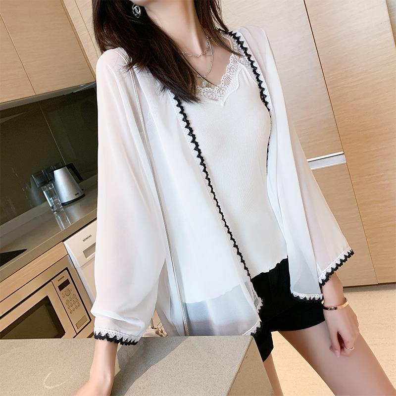 Áo Khoác cardigan Vải chiffon Mỏng Tay Dài Thời Trang Mùa Hè Cho Nữ