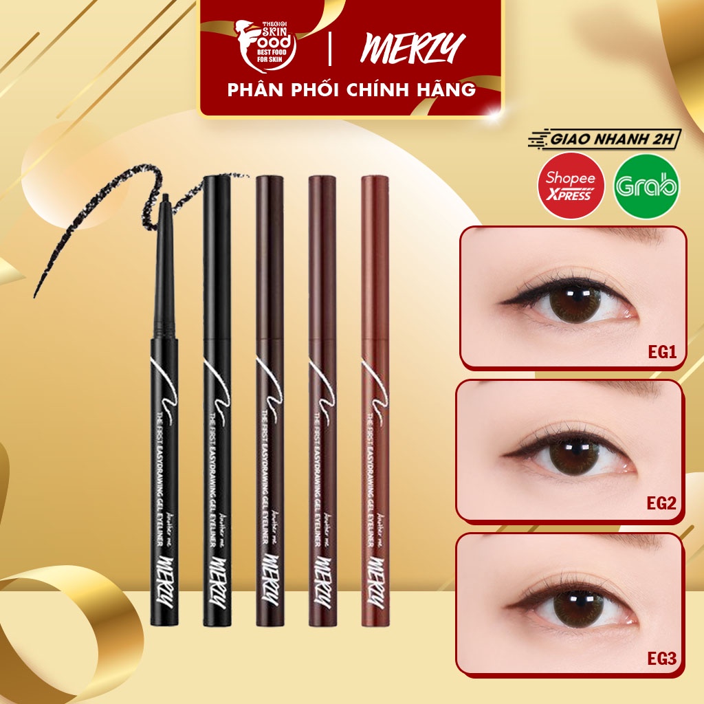Chì kẻ mắt dạng gel cao cấp, chống trôi, dễ kẻ Hàn Quốc Merzy Easydrawing Gel Eyeliner 0.14g