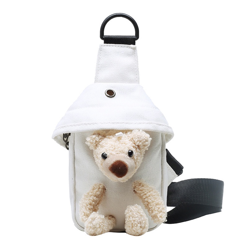 Túi đeo chéo trước ngực ONUOBAO vải canvas trang trí gấu hoạt hình dễ thương dành cho học sinh