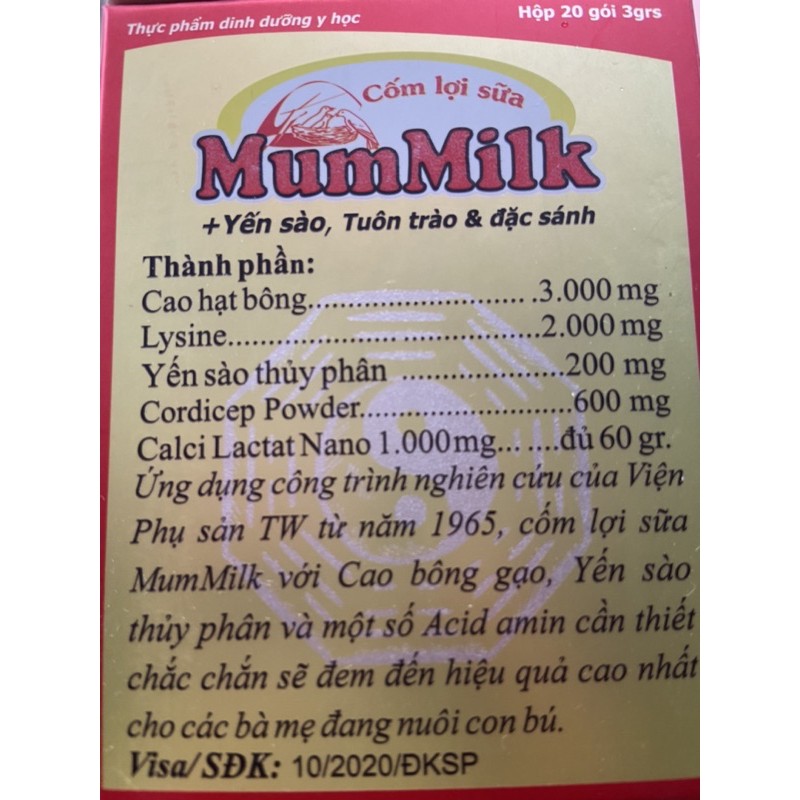 2 hộp Cốm lợi sữa mummilk Yến sào🧡freeship🧡chính hãng phụ sản tw nghiên cứu-CHƯA LỢI SỮA HOÀN 100% TIỀN