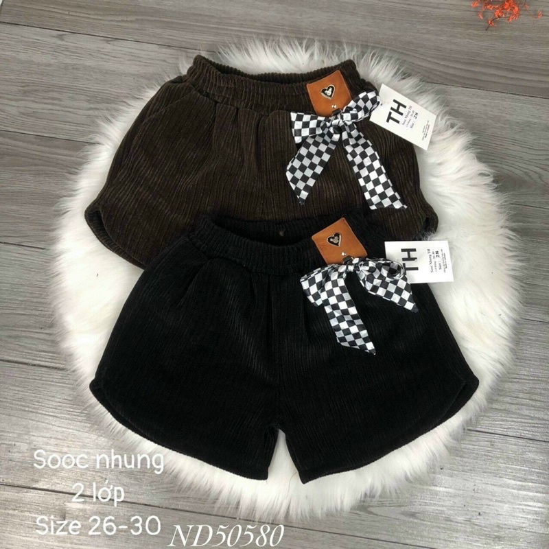 quần sooc nhung 2 lớp dày ấm cho bé gái 10-35kg
