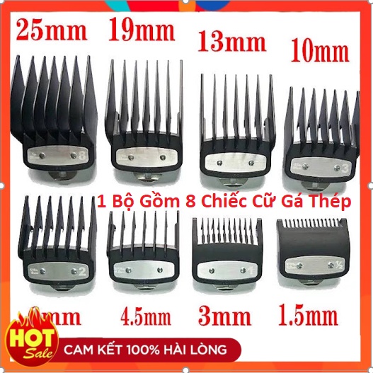 Bộ cữ gá thép tông đơ wahl  8184 8 Cái Từ Cữ 1,5mm đến 25mm