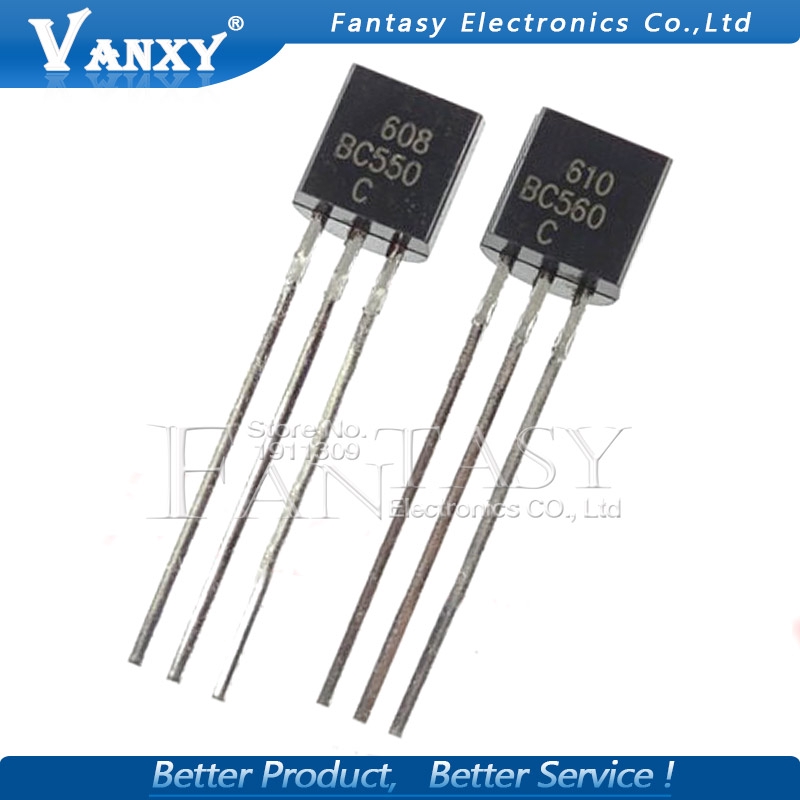 Bộ 50 BC550C + BC560C mỗi 25 chiếc BC550 BC560 TO92 Transistor DIP-3 45V 0.1A TO-92 Mới Chính Hãng