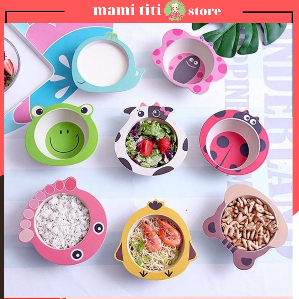 Bát ăn dặm, bát cho bé ăn dặm hình thú chất liệu sợi tre
