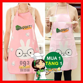 Tạp dề nhựa in hình thỏ gấu chắn dầu mỡ