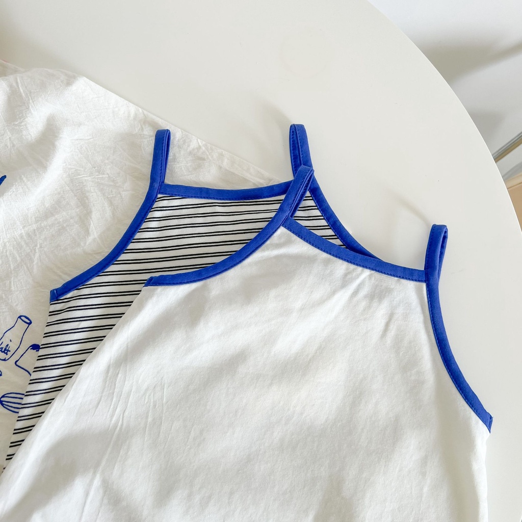 Bộ Áo Liền Quần Tam Giác Không Tay Chất Liệu Cotton Thời Trang Mùa Hè Cho Bé