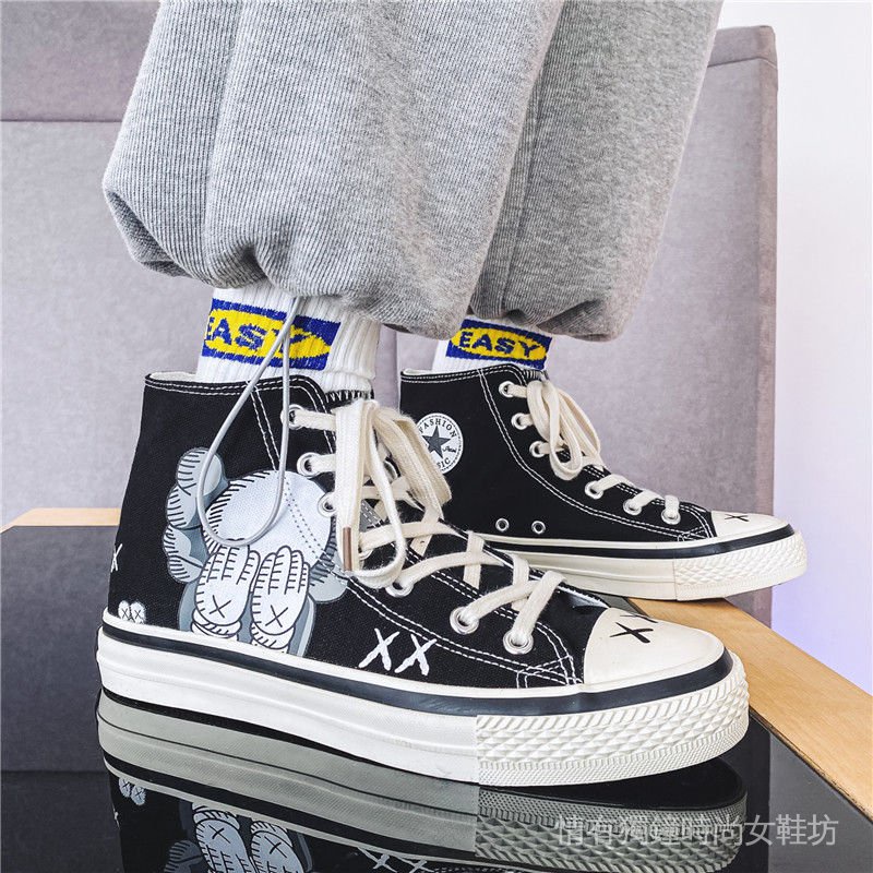 Converse Giày vải Canvas in họa tiết Graffiti kiểu Hàn Quốc thời trang mùa hè cho học sinh