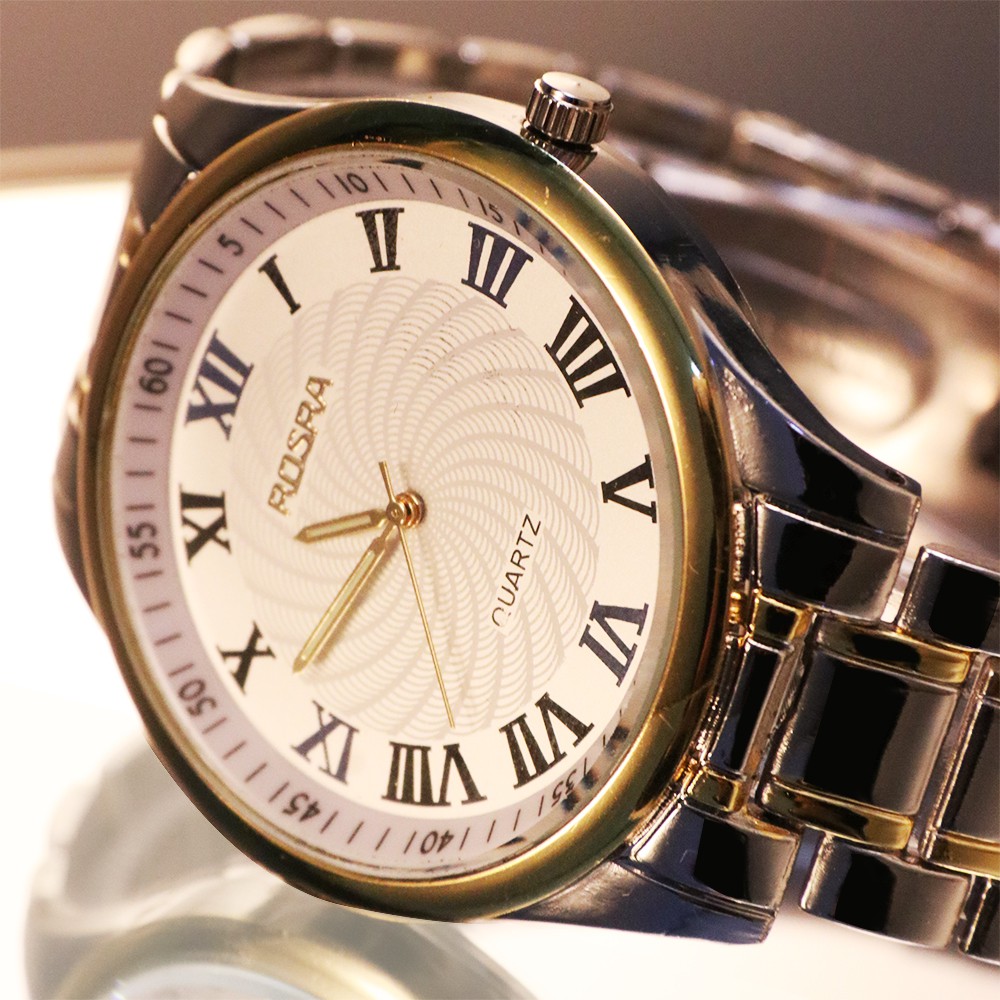 Đồng hồ đeo tay bằng thép không gỉ phong cách hombre cổ điển cho nam