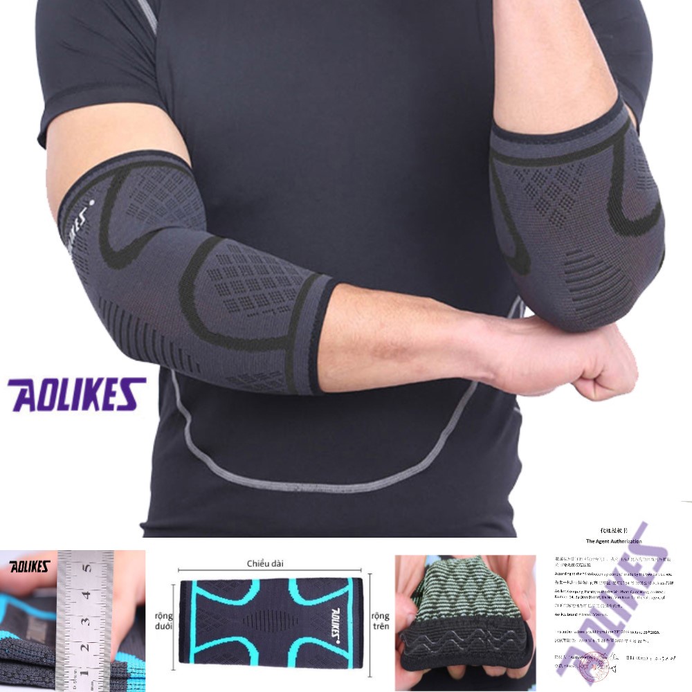 Đai khuỷu tay Aolikes hz 7547 băng quấn bảo vệ bắp cánh tay bó ống thể thao gym yoga bóng bàn rổ tennis cầu lông