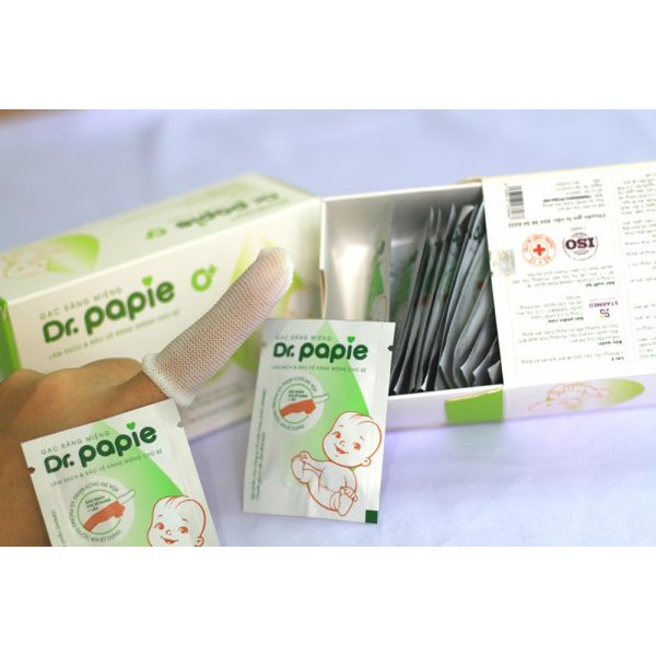 Gạc răng  miệng dr.papie  làm sạch và bảo vệ răng miệng cho bé hộp 30 gói