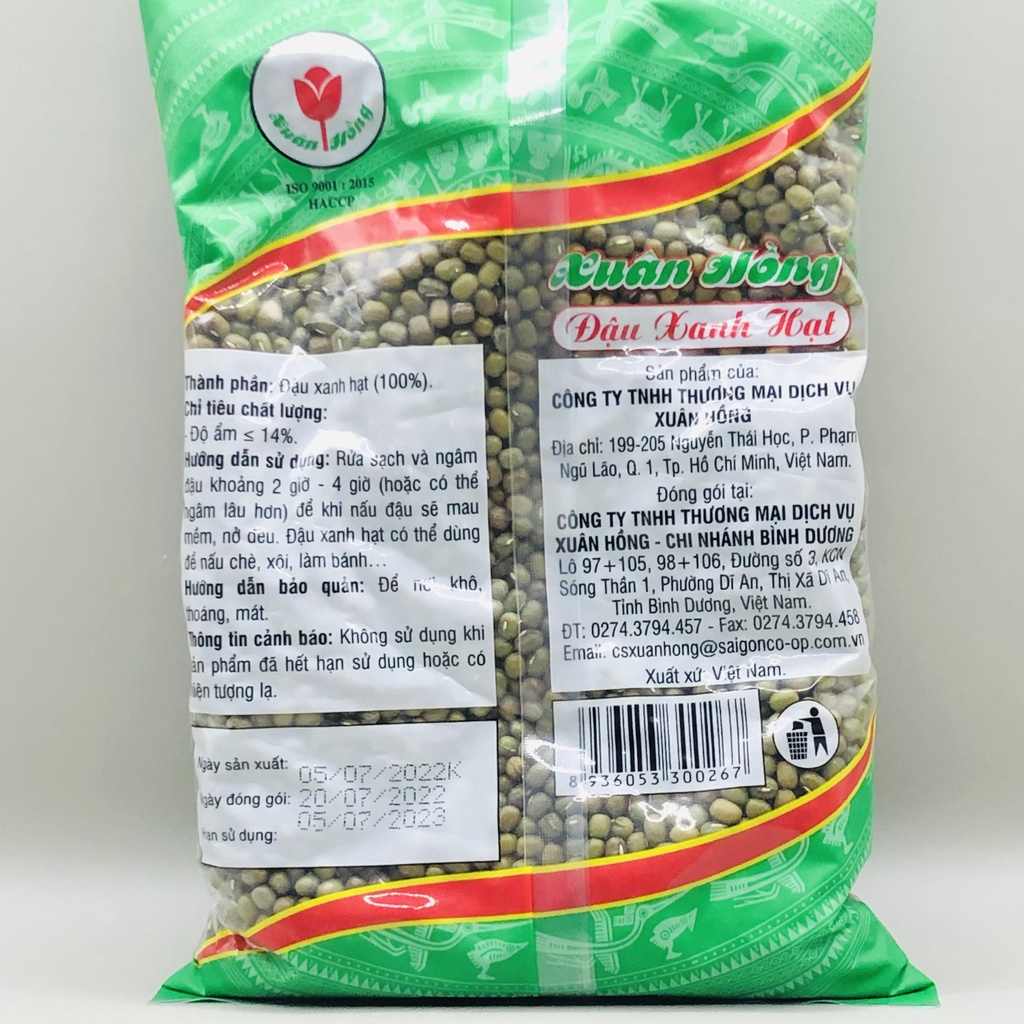Combo 2 gói Đậu xanh hạt đậu xanh nguyên hạt đỗ xanh Xuân Hồng 500g