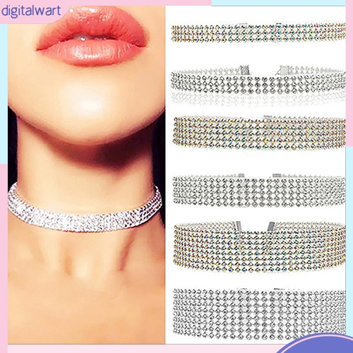 Vòng cổ choker đính đá pha lê nhân tạo lấp lánh sang trọng quý phái dành cho nữ