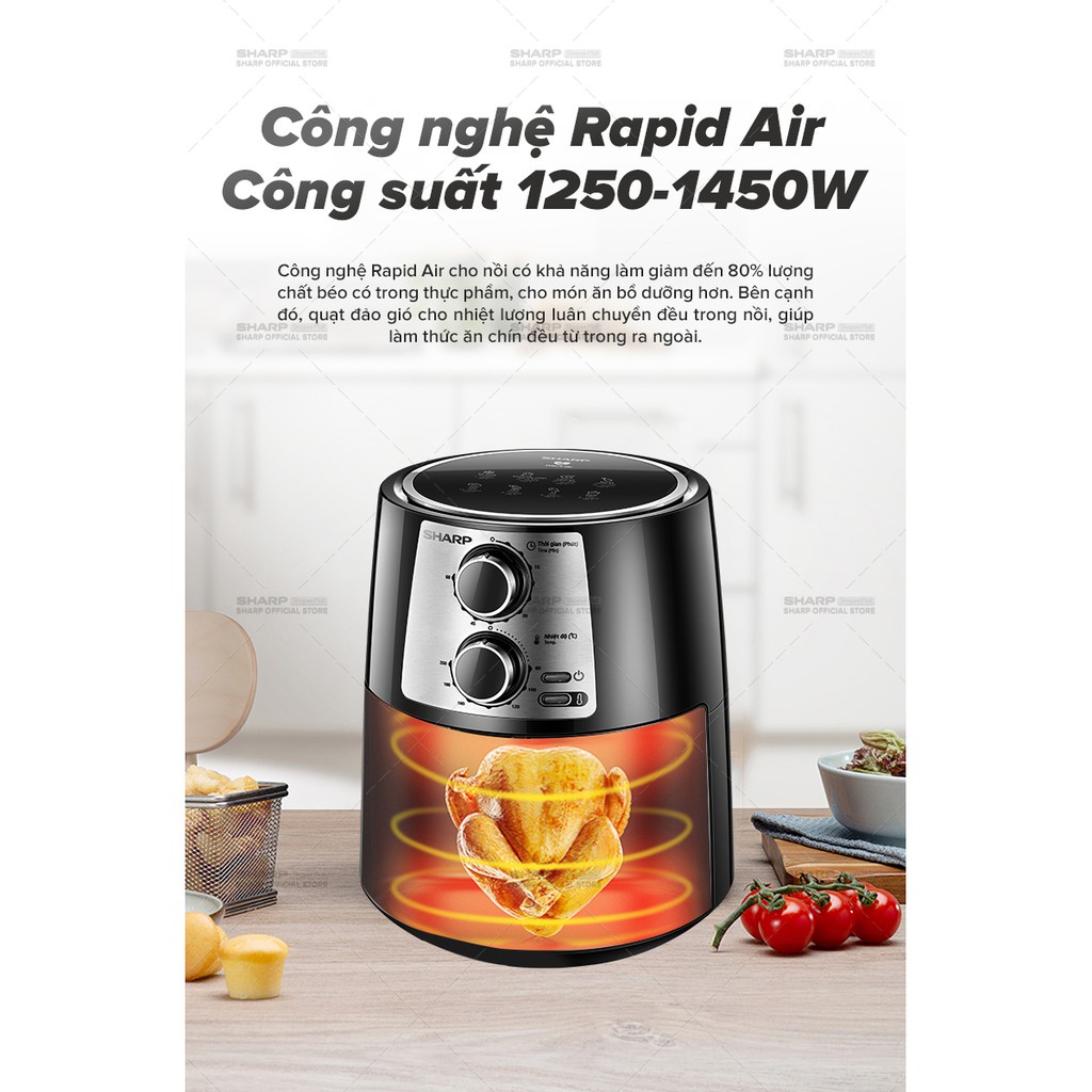 Nồi Chiên Không Dầu Sharp KF-AF42MV-ST  Chống Dính 4.2L