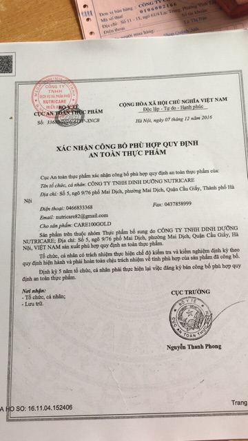 Sữa bột care 100 Gold 900g