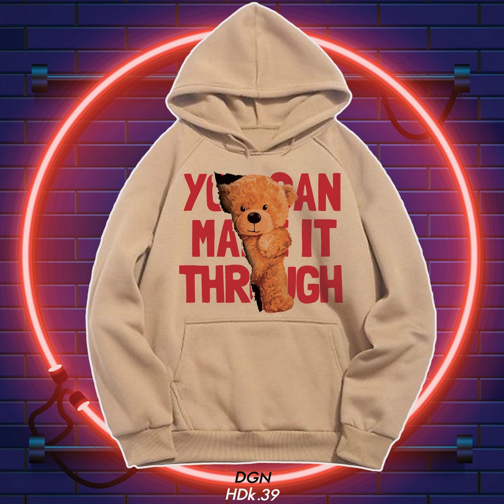 Hoodie kem gấu xé chữ HDK.39