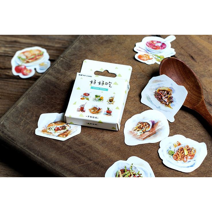 Bộ 46 Sticker Hàn Quốc món ăn dán trang trí E36
