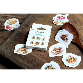 Bộ 46 Sticker Hàn Quốc món ăn dán trang trí E36