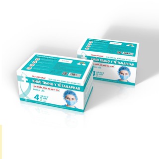 Khẩu trang y tế 4 lớp TANAPHAR, Hộp 50 chiếc (Màu xanh)