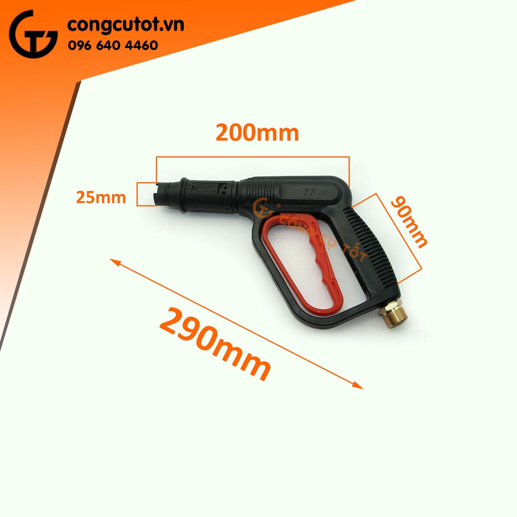Súng xịt rửa cao áp 3200psi mỏ vịt chỉnh tia dài 20cm ren to M22