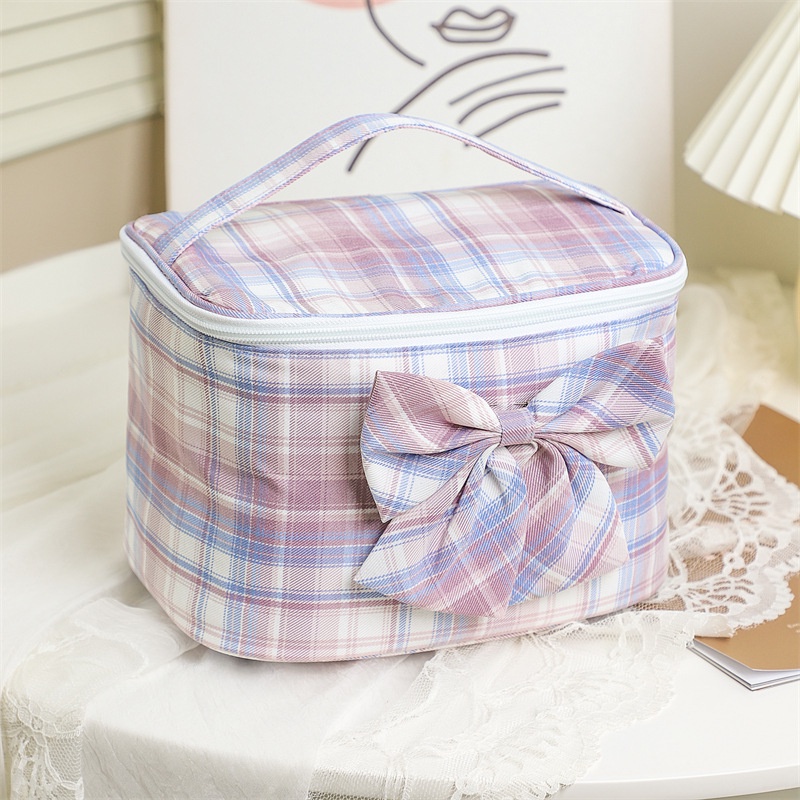 Túi Đựng Mỹ Phẩm Trang Điểm Đa Năng Phối Nơ Dễ Thương