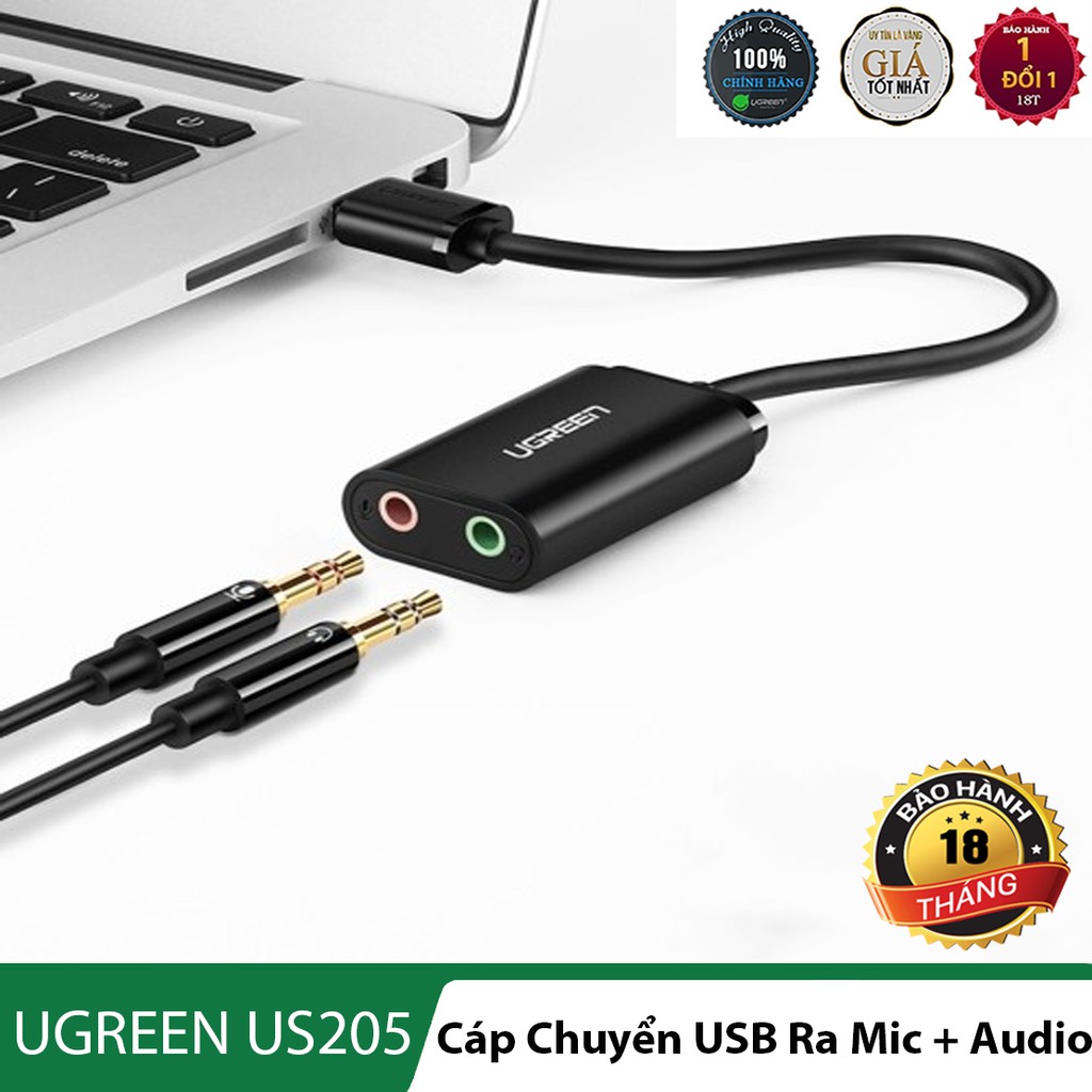 Cáp chuyển USB sang Audio 3.5mm + Microphone cao cấp l Hàng chính hãng UGREEN