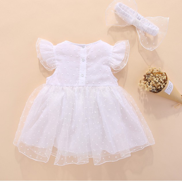 Váy body công chúa tiểu thư đầy tháng/ Thôi nôi bé gái 0-12 tháng kèm turban
