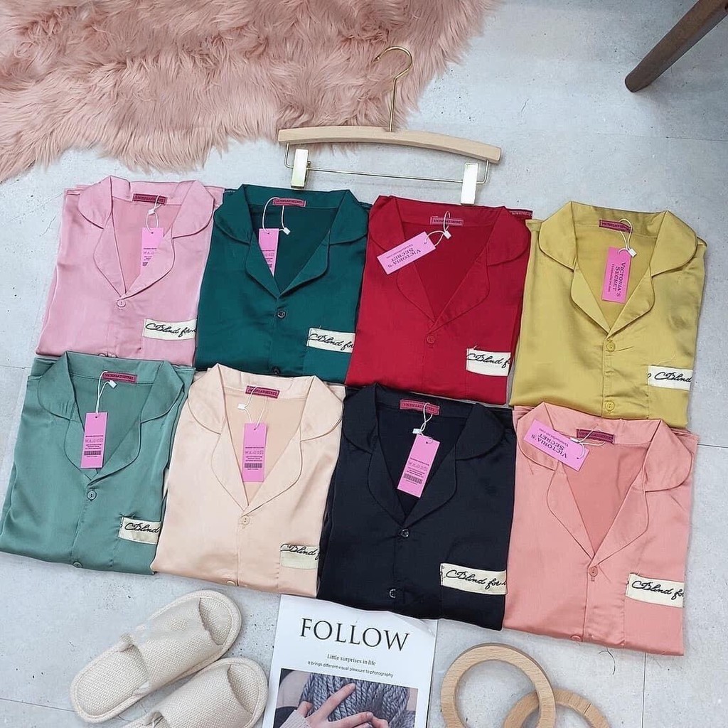 Bộ pijama giá rẻ 🍍FREE SHIP🍍 Bộ pizama lụa cộc tay phối viền cho nữ | BigBuy360 - bigbuy360.vn