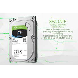 CHÍNH HÃNG VIỄN SƠN - Ổ Cứng 1TB SEAGATE SKYHAWK 3.5&quot; SATA 3 -- Chuyên Camera- 7200 prm, 64Mb cache- TẶNG CÁP SATA3 ZI