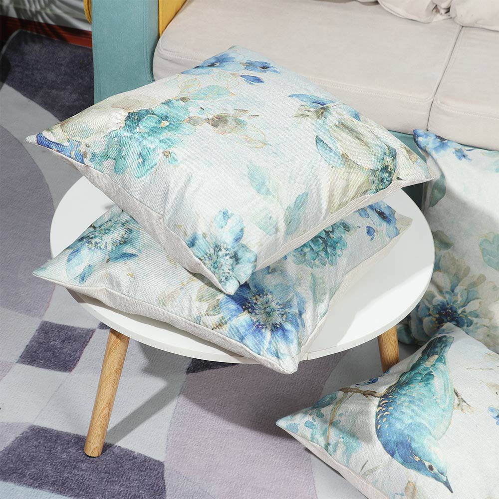 DAPHNE 18&quot; Cushion Cover Sofa Bird Pillow Case Decor Classical Flowers Home Vintage