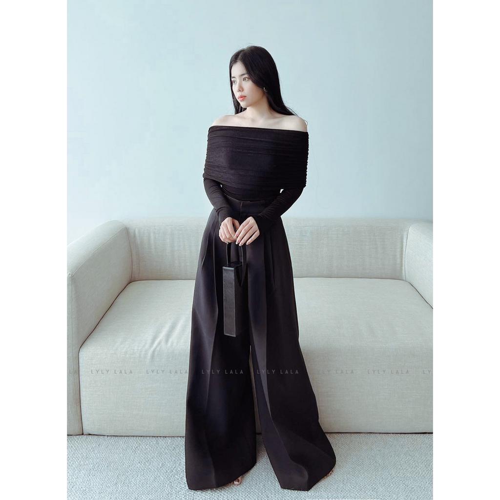 Quần Ống rộng Elle Pants  xếp ly cạp cao, quần nữ thanh lịch dáng dài LYLY LALA